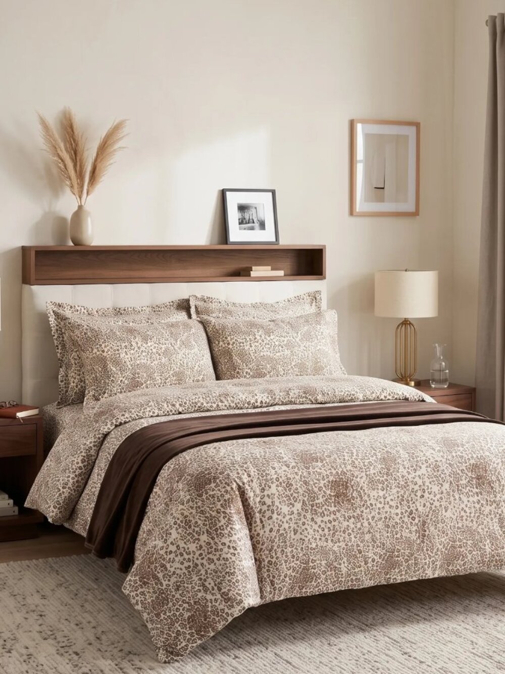 Amo La Casa Leopard Print 6 Piece Queen Sheet Set & 1 Duvet Cover Assortment